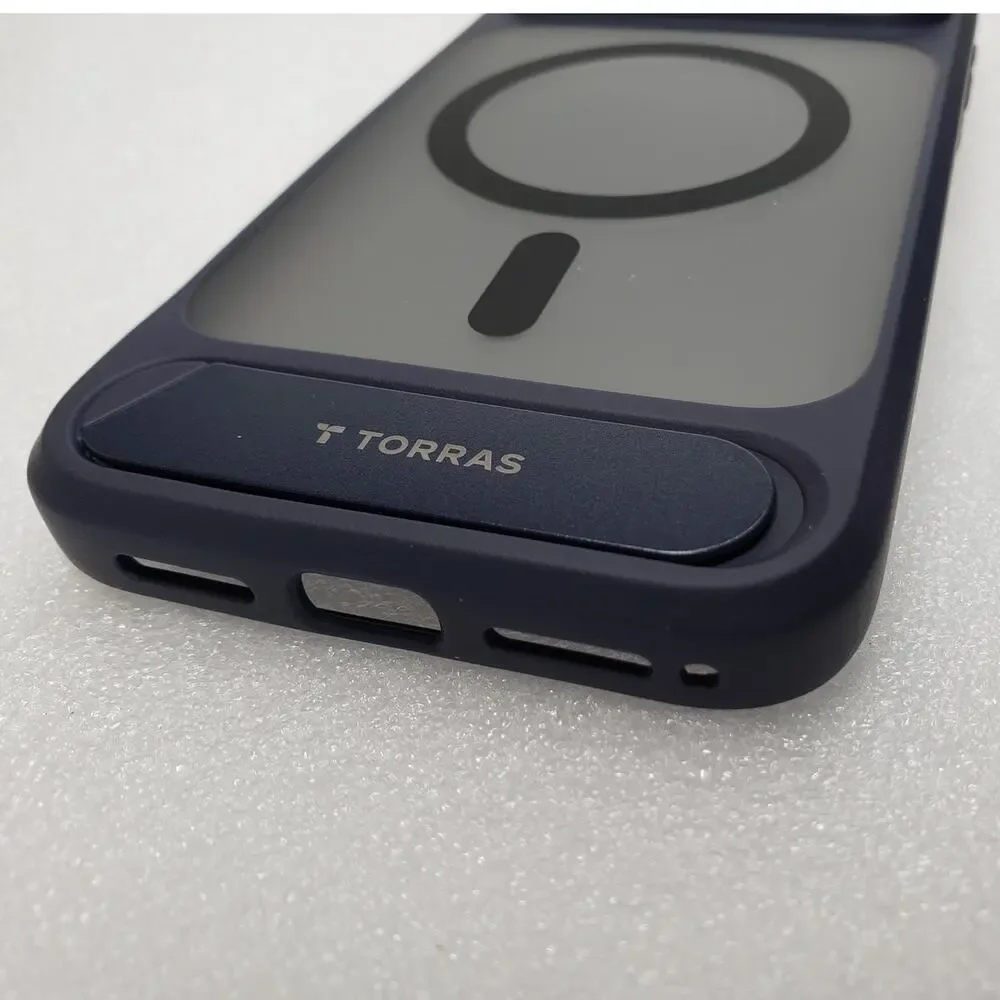 TORRAS Magnetic Translucent Stand Case for Apple iPhone 17 Pro Max Dark Blue